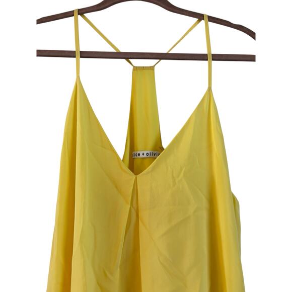 Alice + Olivia Fierra Racerback Yellow Slip Mini Dress Size Medium Silk Blend - Picture 3 of 7